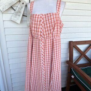 NWT Torrid Pink Gingham Checkered Sleeveless Dress Size 1